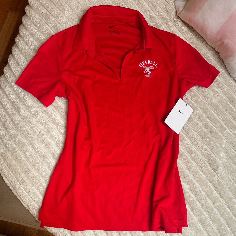 Nike Red Short-Sleeve Polo with Embroidered Logo